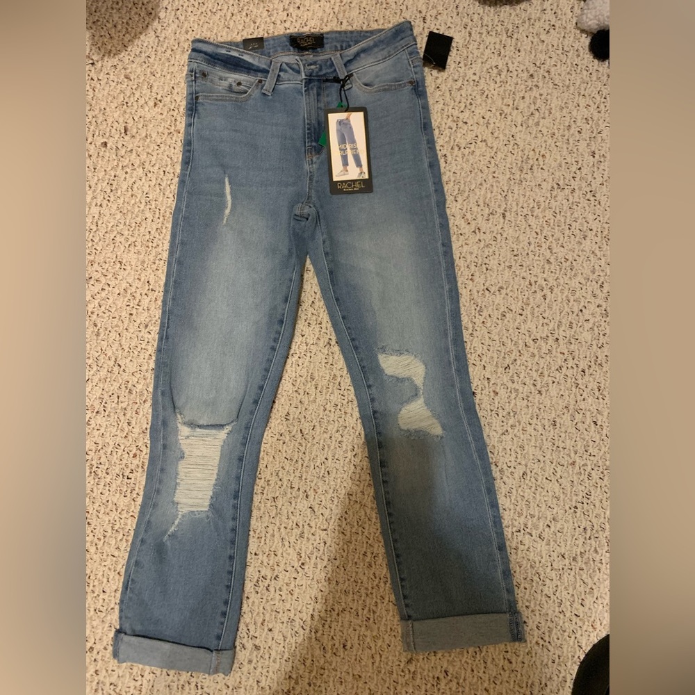Nordstrom Rack Rachel Ray girlfriend distressed rolled hem crop jean